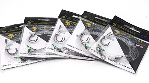 HAWKRIDGE RIG PRO SERIES, 5 Packs of Double Hook Type Commercial Quality FLAPPER Ready Tied Rigs