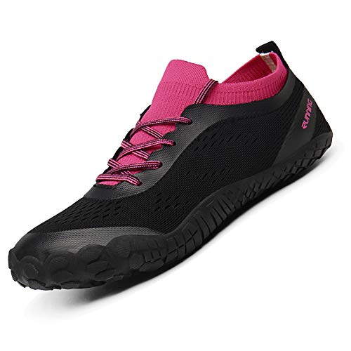 XIANV Men Women Walking Shoes Minimalist Trail Running Barefoot Shoes Gym Lightweight Hiking Beach Water Athletic Slip-On Shoes (Rose, Numeric_8_Point_5)