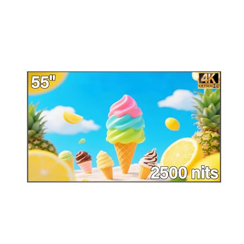 Image of 55inch 4K Digital Signage Display, 2500nits High Brightness, LCD Monitor Slim Fit Frameless Advertising Display, Wall Mount Digital Display, CMS Remote Publishing, 7 /24 Timer Switch, Built-in Speaker