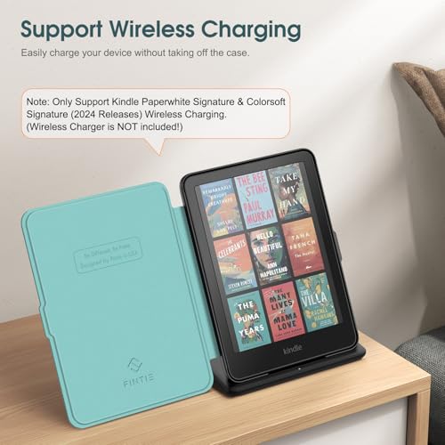 Image of Fintie Case for 7 inch All-New Kindle Paperwhite (12th Generation, 2024) and Kindle Colorsoft Signature Edition - Slim Lightweight Shell PU Leather Protective Cover with Auto Sleep /Wake (Spring Bloom)