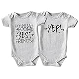 Acwssit We Just Become Best Friends Newborn Twins Outfits Boy And Girl Baby Items Outfits Matching Gray BFF Yep 0-3 Months