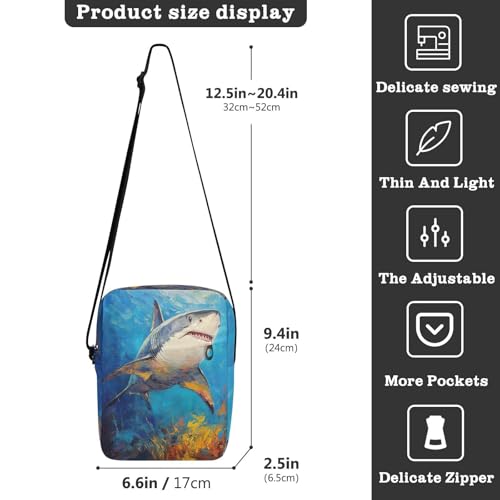 messenger bag for women crossbody Shoulder Bag For Woman crossbody purses for women Adjustable Strap for Shopping Shopping- Ocea Sea Shark3