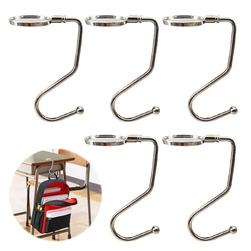 ZEACCT 5 Ganchos para Bolsa de Mesa, Ganchos de Bolso para Mesa, Gancho para Bolsa de Escuela, Gancho para Bolsa Tipo S Portátil, Gancho para Bolso de Mano, para Mesas, Escritorios