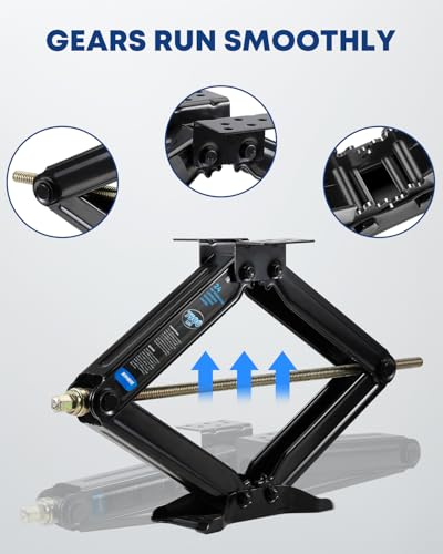 Image of Kohree 7500lbs RV Stabilizer Leveling Scissor Jacks 24 inch for Travel Trailer Camper, Set of 2, Heavy Duty RV Stabilizer Jacks Kit with Crank Handle and Drill Bit, Black