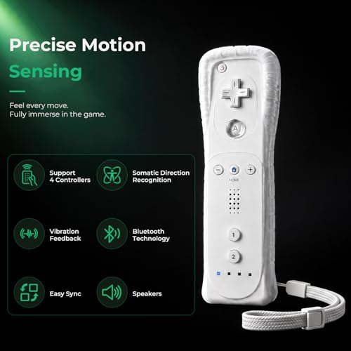 Image of NSTNEFD Remote Controller for Wii & Wii U | Remote with Silicone Case and Wrist Strap (2 Pack, White)