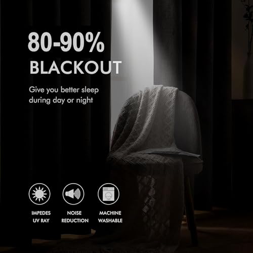 Image of Cortina 80-90% Blackout Solid Window Curtains 6 Feet Set of 2 - Thermal Insulated | Curtain for Living Room | Drapes for Bedroom | (6 Feet, Denim Blue)