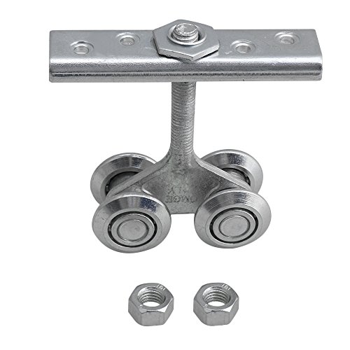 3.8cm Dia Silver Steel H2-2 Adjustable Rail Hanging Trolley Wheel with Nuts