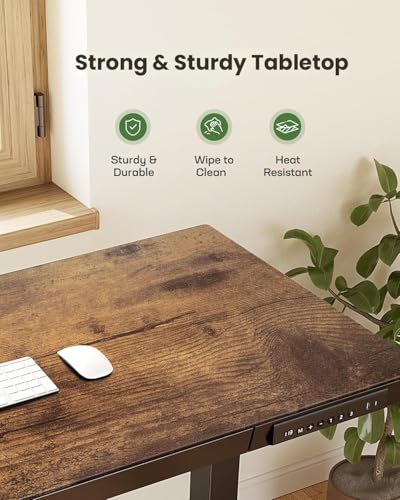 Image of ARTIKEL Case 1.0 Electric Height Adjustable Office Table DIY|100 Kg Wt.|Smart Panel USB & Type C & Collision Sensor|Sit Stand Computer Desk|120 X 60 Cm| Brown (Vintage Brown)