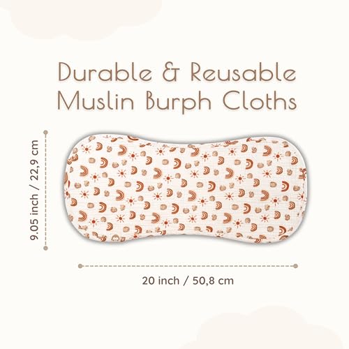 Muslin Burp Cloths Neutral, Cotton Burp Cloth, 6 Piece Absorbent Burping Cloths for Babies, Large Muslin Washcloths Baby, First Time Mom Essentials, OEKO TEX (Rainbow + Neutral BurpCloths)3