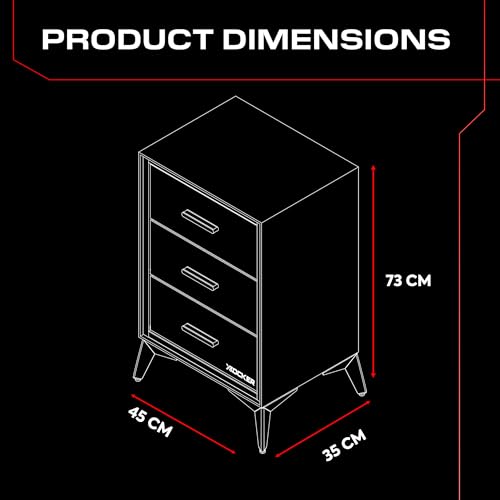 Cómoda de lona con 3 cajones X-Rocker Arcane para almacenamiento en dormitorio y armario 3