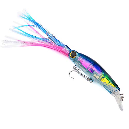 OriGlam 1 Pack Octopus Swimbait met Rok Staart, Lingcod Rockfish Jigs Hard Fishing Lokken, Levensechte Swimbait Octopus Aas, Inktvis Vissen Lokt voor Zoutwater en Zoetwater - Image 3