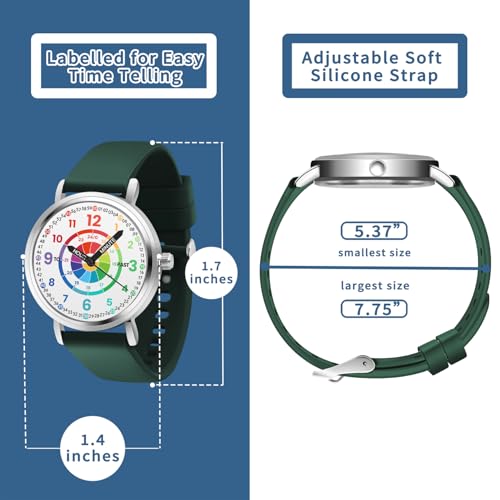 Childrens Watches, Kids Learning Watch, Dart-Board Children's Toddler Learning Time and Easy to Read Time, Analog Watch for Boys and Girls Ages 3~11 Green4