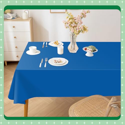 Image of Blue 14 Pack 54 x 108 Inch Plastic Tablecloths, Disposable Rectangle Tablecloth, Party Table Cover Plastic Table Cloth
