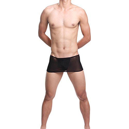 COMLIFE Mens Ultra Thin Transparent Skirt Thong T-Pants Lace Bulge Pouch Thong Underwear2