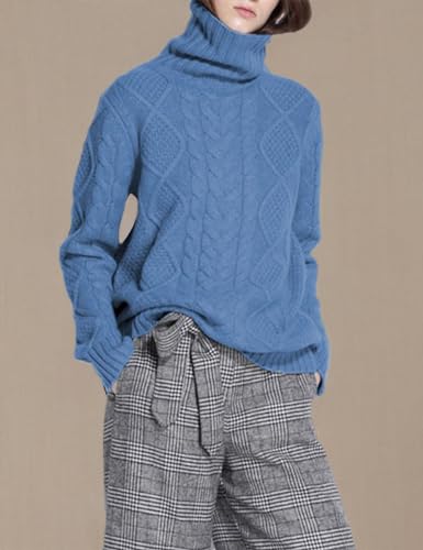 Image of Wool Sweaters Women's Turtleneck Pullover Female Loose Long Sleeve Tops Winter Thick Knitted Jumper