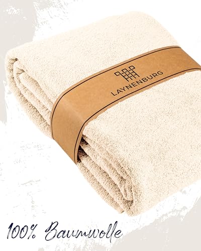 Gräfenstayn LAYNENBURG Premium Frotteedecke 150x200 cm - 100% Baumwolle - dünne & leichte Sommerdecke - Baumwolldecke als Sofa-Decke & Bettdecke - Frottierdecke & kühlende Sofa-Decke (Creme)