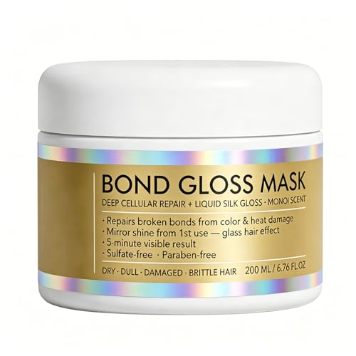 pjpkow Maybe Paris Bond Gloss Mask Deep Repair Hair Mask with Keratin & Hyaluronic Acid for Dry Damaged Dull Hair Sulfate-Free & Silicone-Free 6.76 fl oz