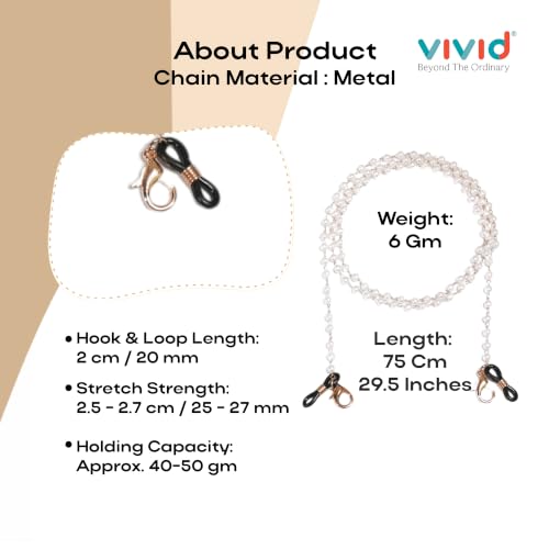 Image of Unisex Specs Holder Hook & Loop Anit Slip Eyewear Lanyard Metal Strap Chain