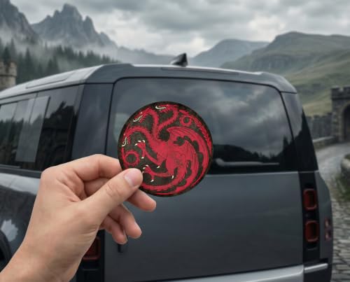 Image of Elektroplate Game of Thrones House Targaryen Dynamic Car Decal 3.5 inch | Officially Licensed - Weatherproof Automotive Grade Vinyl Dragon Sticker for Water Bottle, Laptop & More - Made in the USA