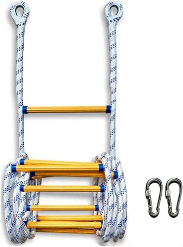 Folding Ladder Ladders,Emergency Fire Escape Rope Ladder 2 Story Homes,for 1-10 Story Windows,Anti-Slip Step Safety Rope Ladders,with Hook Carabins Weight up to 900 Pounds (Color : 5m/16.4ft)