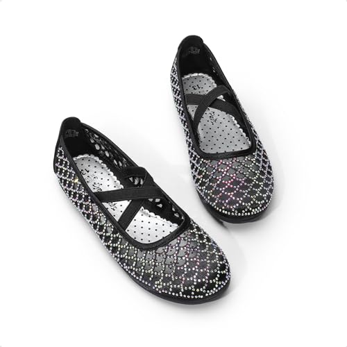 Dream Pairs Girls Mary Jane Dress Shoes Flower Girl Cross Strap Sheer Mesh Ballet Flats,Size 12 Little Kid,Black-Sheer,Sdfl2404K thumb #4