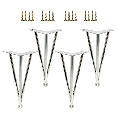 Pieds de table épingle 60 cm lot de 4 en métal noir pour canapé et meuble de bureau