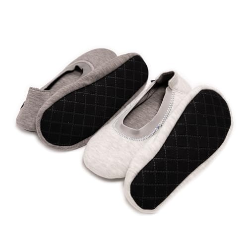 MUK LUKS Women's 2 Pack Travel Ballerina Set Slipper, Grey, X-Large2