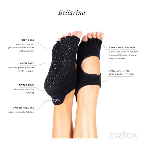 Toesox Women's Bellarina Half Toe Grip Non-Slip For Ballet, Yoga, Pilates, Barre Toe Socks, Small, Gemstone #TOP2