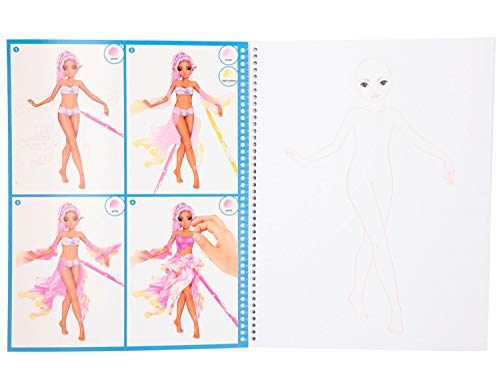 Depesche- Livre de coloriage Create Your Fantasy Model », Environ 29 x 23 cm, 78 Pages à colorier et à Coller, avec 175 Autocollants et Un Pochoir, 10264047, 0, STK