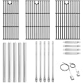 Grill Parts for Charbroil Performance 5-Burner 463448021 463449021 463450022 463451022 463455021, Grate, Burner and Heat Plate, Replacement for G426-0004-W1, G426-0005-W1, G325-0002-W1, G327-2100-W1