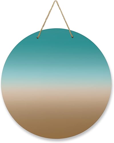 Letrero de bienvenida para decoración de puerta delantera, color marrón turquesa degradado de 10 pulgadas, coronas colgantes, decoración navideña