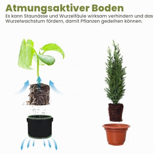 OFFCUP 6X 11L Pflanzsack Vliesstoff 100Taschen 3Gal Griffe – Ansicht 5