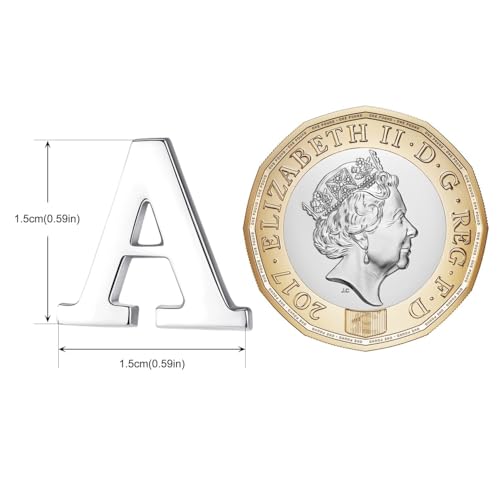 Image of HONEY BEAR Initial Alphabet Letter Lapel Pins Collar Badge Brooches for Mens /Womens Shirt Dress Decoration Silver