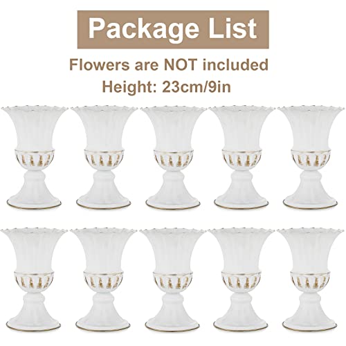 Sziqiqi Metal Vases For Fake Fresh Flowers Rustic White Flower Pot For Indoor Outdoor Elegant Floral Plant Holder Bulk For Garden Wedding Home Farmhouse Decor 9In #TOP6