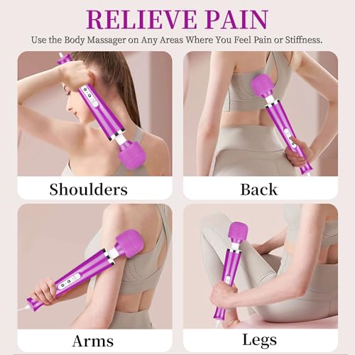 Image of Wired Wand Massager for Women, 10-Speed Electric Handheld Deep Tissue Massager, Powerful Plug-in Full Body Muscle Recovery Tool for Neck, Back, Shoulder & Foot Relief (Purple)
