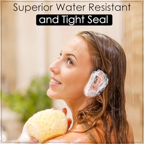 Image of GLUN Disposable Ear Protectors, Pack of 100, Waterproof Ear Covers for Hair Dye, Shower, Bathing, Ear Protecter Elastic Closing