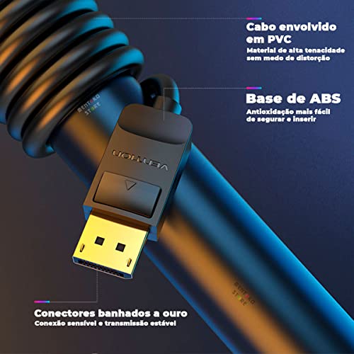 Cabo Displayport 1.2 4K Premium Gamer 60Hz Tv Pc 1m Vention
