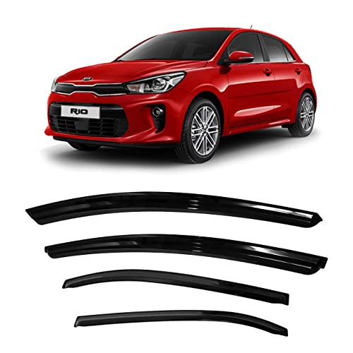 Jsp Window Deflectors Vent Visor Shades Rain Guards For Car Windows Fits Kia Rio Hb 2011-2017, Adhesive Tape Mount Wind Sun/Rain Weather Shield, Dark Smoke Acrylic, Set Of 4 #TOP4