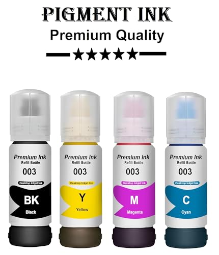 Image of CANOFF 003 Ink for Epson L3110, L3150, L3250, L3252 L3115, L3116, L3101, L3210, L3215, L3216, L3151, L3152, L3156, L5190 Printer - Compatible Ink Bottle for Epson 003 (Black, Cyan, Magenta, Yellow)