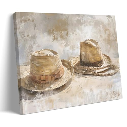 Vintage Cowboy with Hat Canvas Poster - Western Rustic Wall