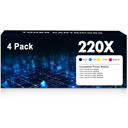 PRINKUS Compatible Replacement 220X Toner for HP 220X 220A Color Laserjet Pro MFP 4302DW 4302FDW 4202DW 4202DN 4302FDN W2200X W2200A W2201X W2202X W2203X (Black Cyan Yellow Magenta,4-Pack)