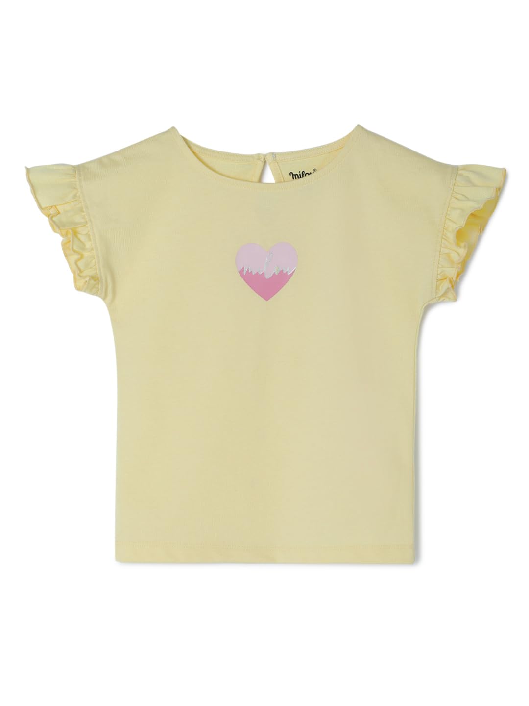 Milou Girl’s Solid 100% Cotton Ruffle Sleeve T-Shirt | Heart Print, Soft & Breathable, Safe Dyes, Label-Free Milou Girl’s Solid 100% Cotton Ruffle Sleeve T-Shirt | Heart Print, Soft & Breathable, Safe Dyes, Label-Free