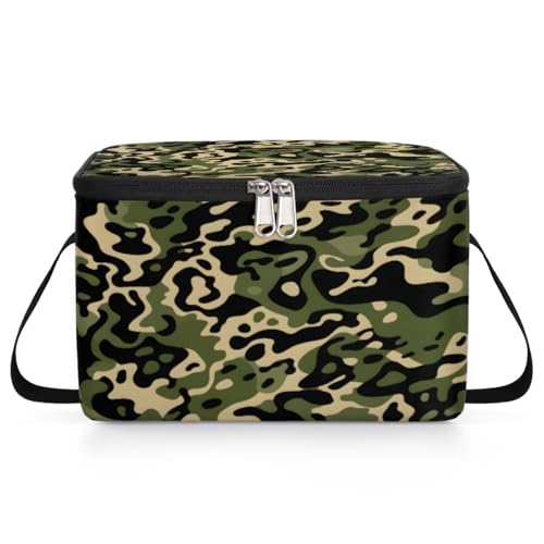 GzLeyigou Camo Skin Lunch Bags for Women Men 9 Cans, Hot & Cold Food Delivery Bag Insulated Grocery Bag Insulated Lunch Box Military Texture Cooler Bag for Office Work Picnic Beach