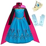 Coronation Costume Long Cape for Girls with Accessories Tiara crown and Gloves (Dress + Accessories,6-7T)
