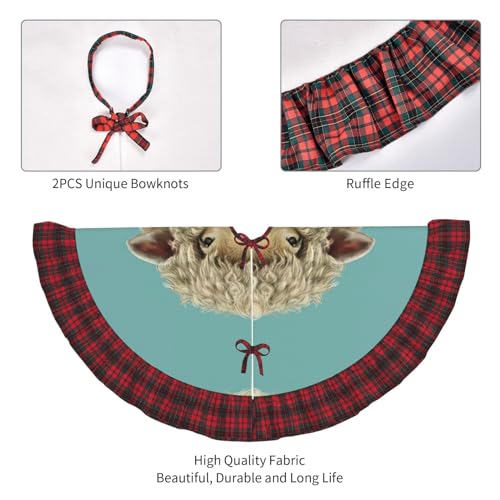 Jupe de sapin tête de mouton bordure pompons pour décor rustique