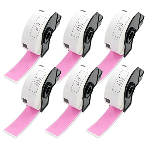 BETCKEY Replace for Brother DK-1201 1.1 x 3.5 in Address Label[6 Roll/Pink]