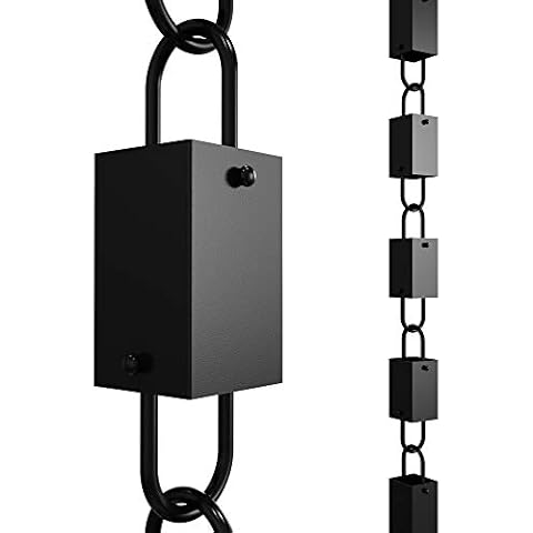 Rain Chains Direct - Square Link Rain Chain - 8.5 FT - Durable Black Powder-Coated Aluminum - Premium Rain Chains for Gutters Cover