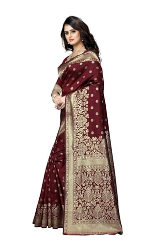 Image of C J Enterprise Women's Pure Soft Silk Saree With Blouse Piece For Wedding