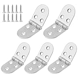 5 Pcs Folding Flip Top Hinges, Stainless Steel Small Hinges for Wood, Metal 180 Degree Backflap Hinge with Round Edge, Counter Flap Hinge for Furniture Kitchen Cupboard Cabinet Drawer Table