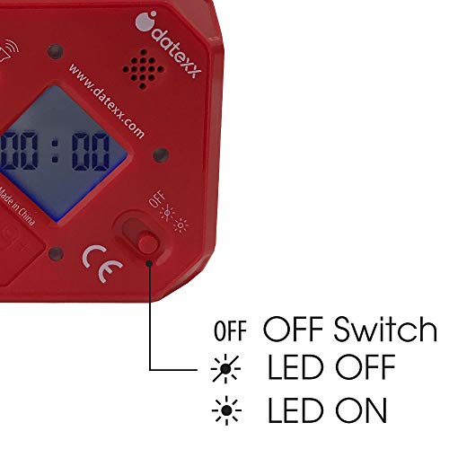 Datexx TimeCube Plus Preset Timer with 4 LED Light Alarm for Time Management, and Countdown Settings (Red - 5,10,20,25 min)